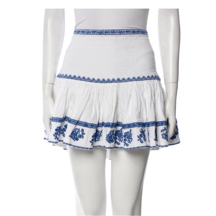 Isabel Marant White Skirt With Blue Floral Trim